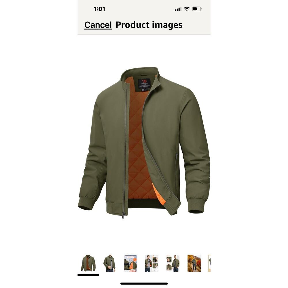 Mens Casual Windproof Bomber Jacket Full Zip Windbreaker Warm Winter Padded Coat